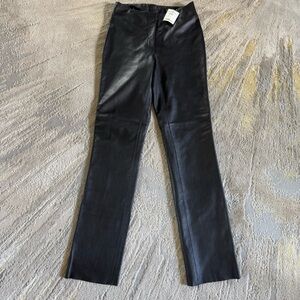 Bebe genuine leather black pants slim straight high rise 0 new